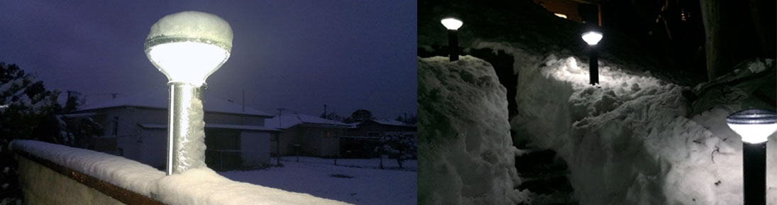 Solar Stairway Lights Snow Covered